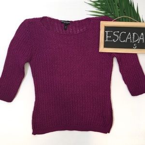 Escada Sport Purple Sweater 3/4 Sleeve Open Knit